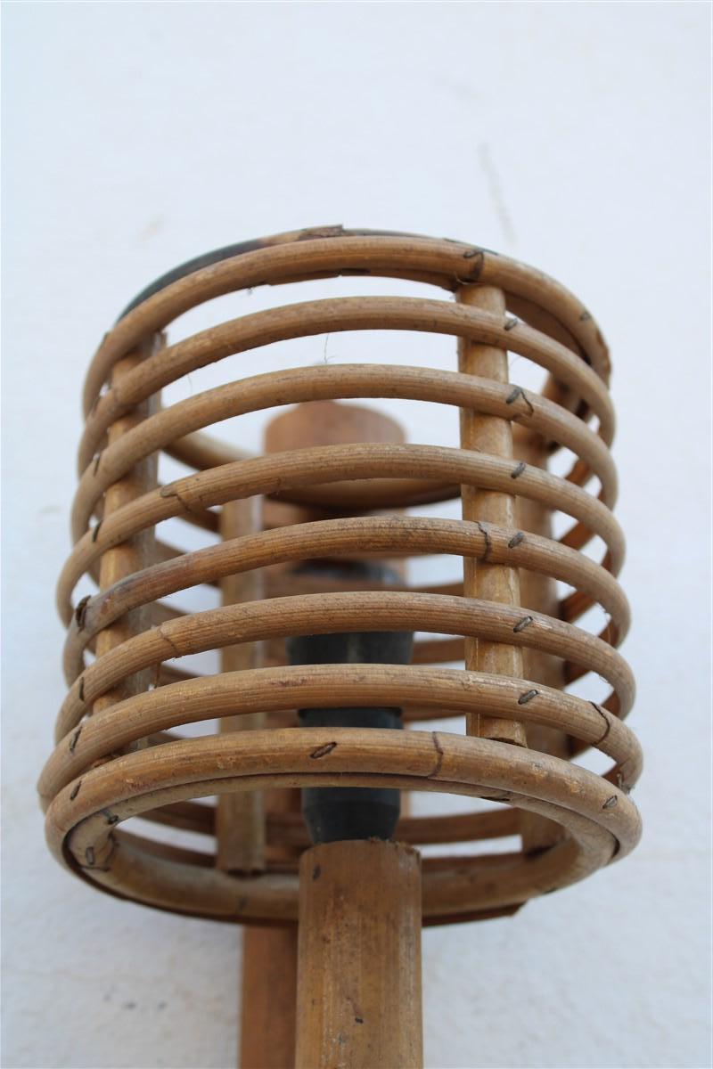 Wall Light Bamboo Md-Century Italian Design 1950 Round Decoration  For Sale 4