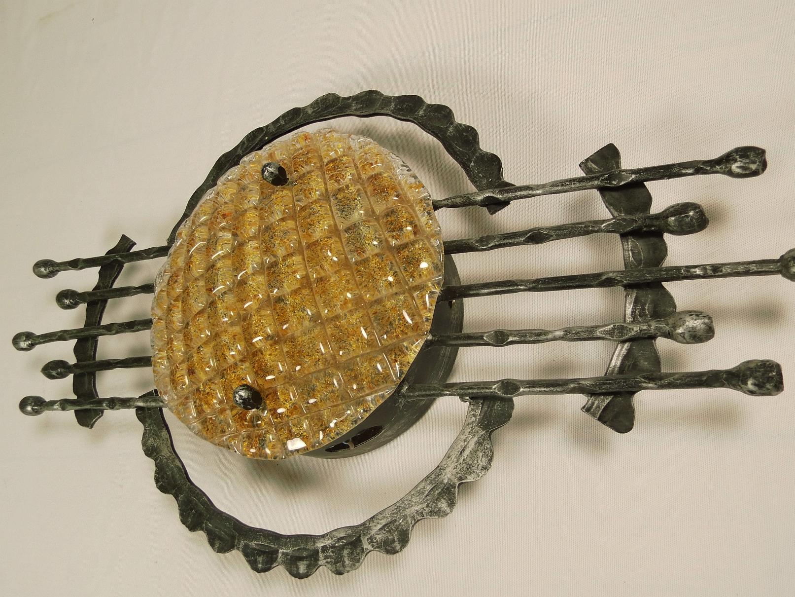 Swedish Wall Light by Ahlström & Ehrlich, Bronze and Murano Glass, Brutalism, 1970s For Sale