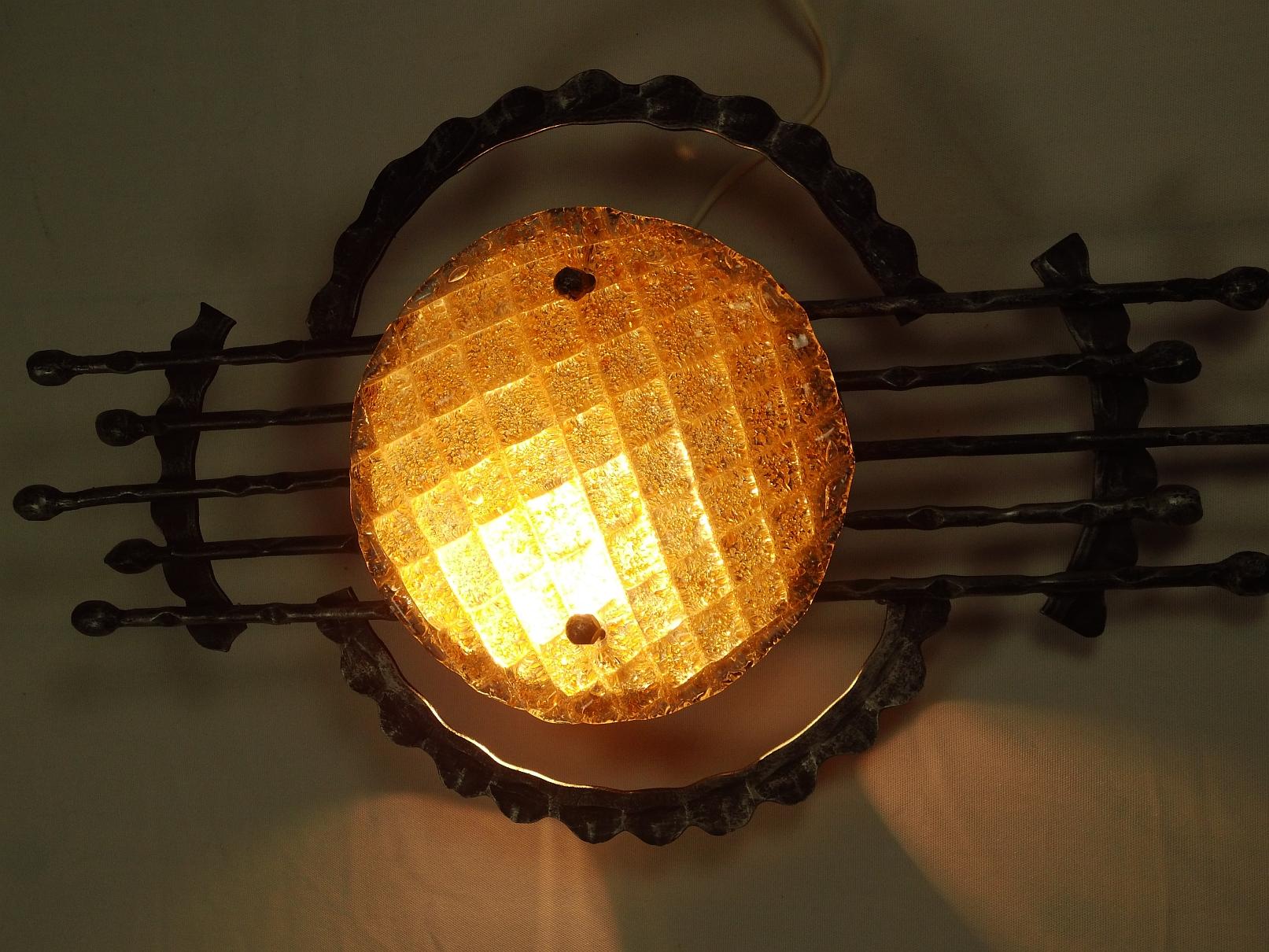 Late 20th Century Wall Light by Ahlström & Ehrlich, Bronze and Murano Glass, Brutalism, 1970s For Sale