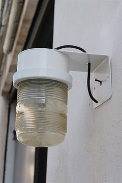 Wall Light Fresnel Joe Colombo for Oluce Midcentury White Exsterior Lighting