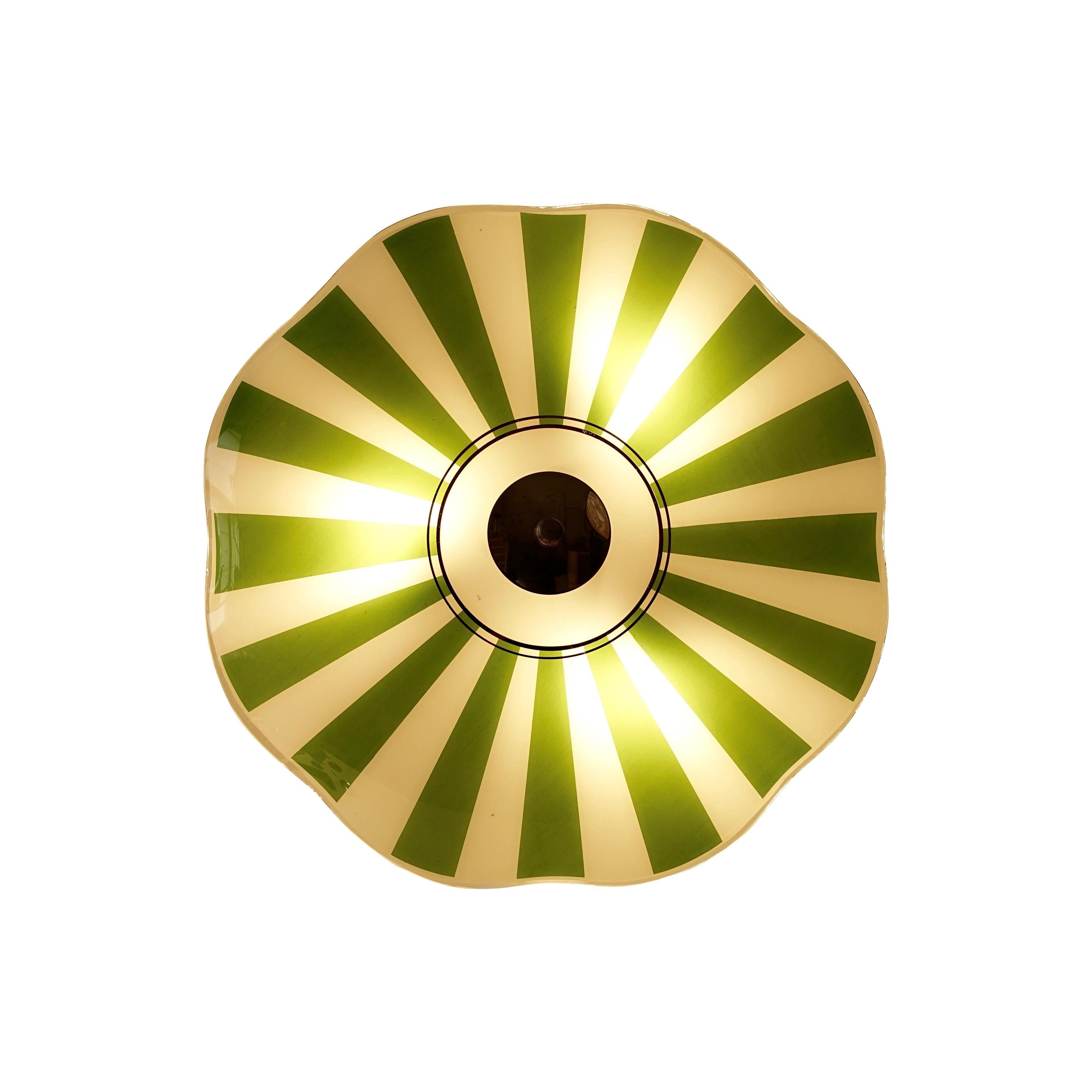 Wall Light from Designfornication with Vintage Midcentury Glass Plate For Sale