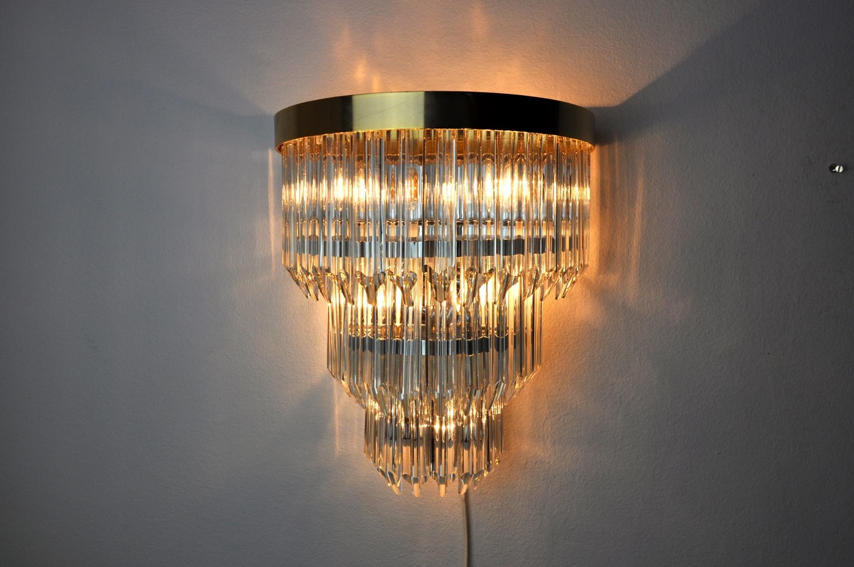 Hollywood Regency Wall Light from Venini, Italy, 1970s For Sale