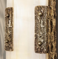 Wall Light GEMME 2, Cast Brass with Selenite Organic Sculpture, Cinabre Gallery