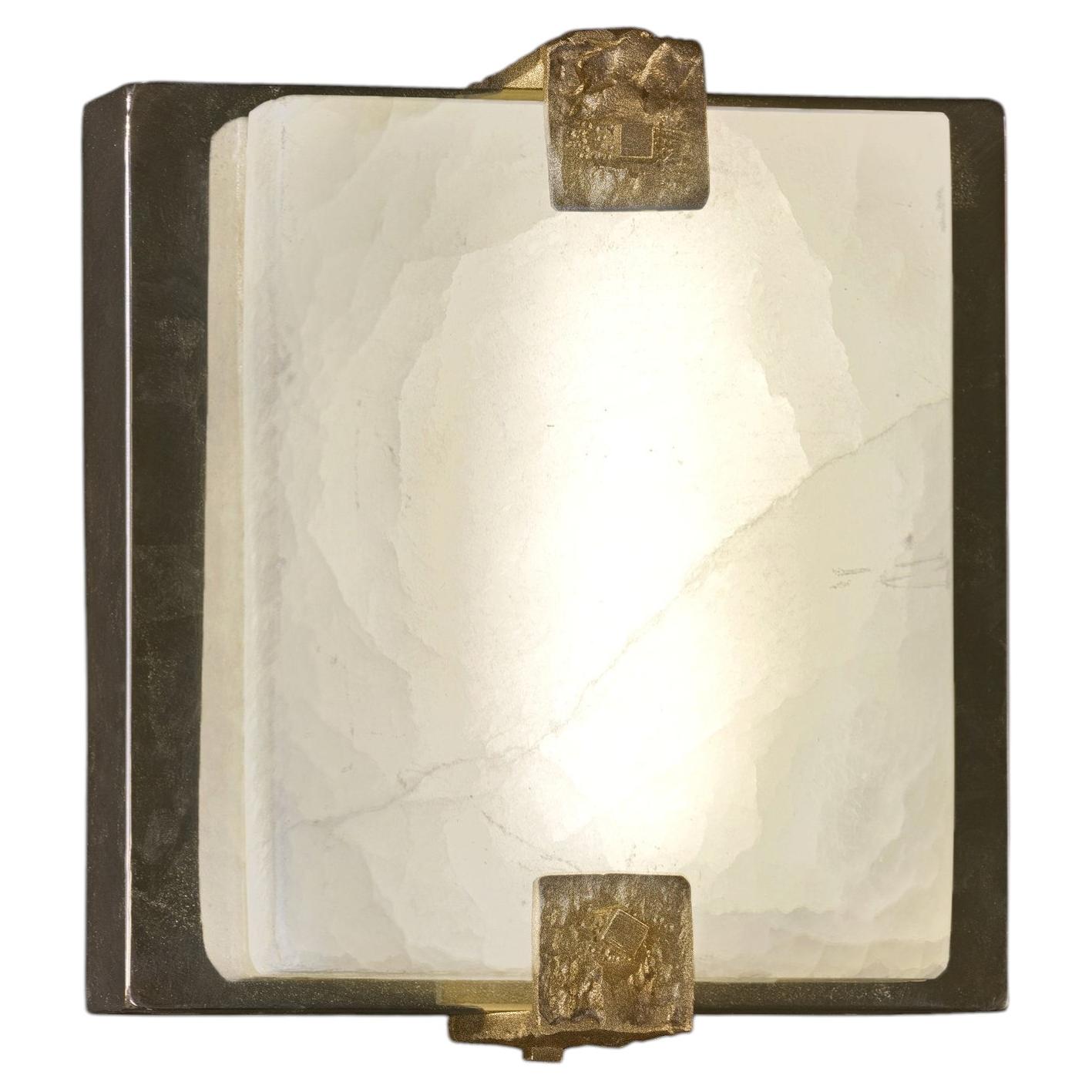 Wall Light GEMME3, Cast Bronze with Selenite, Cinabre Gallery
