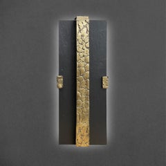 Wall light "Givre" - Cast Bronze with Cleaved Slate or White Marble