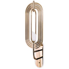 Wall Light in Brass and Aluminium with White Lacquered Shade