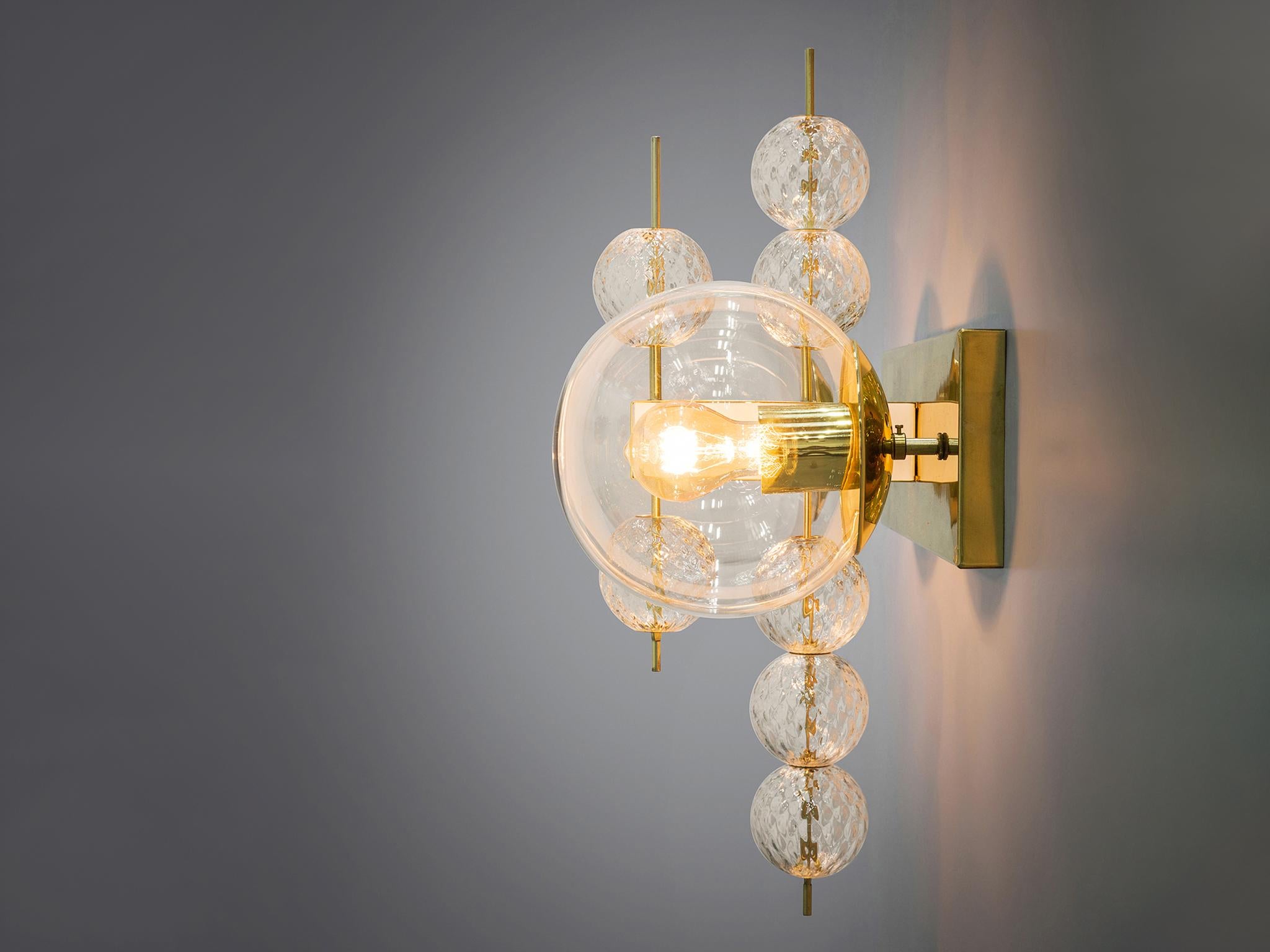Wall Light in Brass and Glass  In Good Condition For Sale In Waalwijk, NL