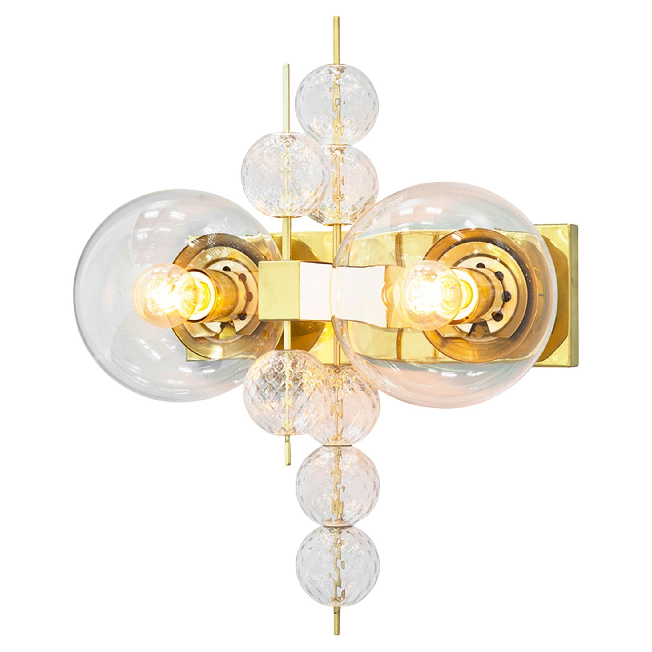Wall Light in Brass and Glass 
