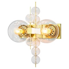 Retro Wall Light in Brass and Glass 