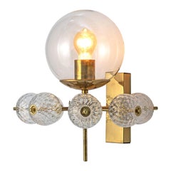Lampada da parete in ottone e vetro strutturato