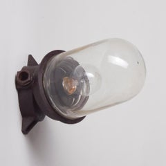 Wall Light in Brown Bakelite and Industrial Glass, Czechoslovakia, 1950s