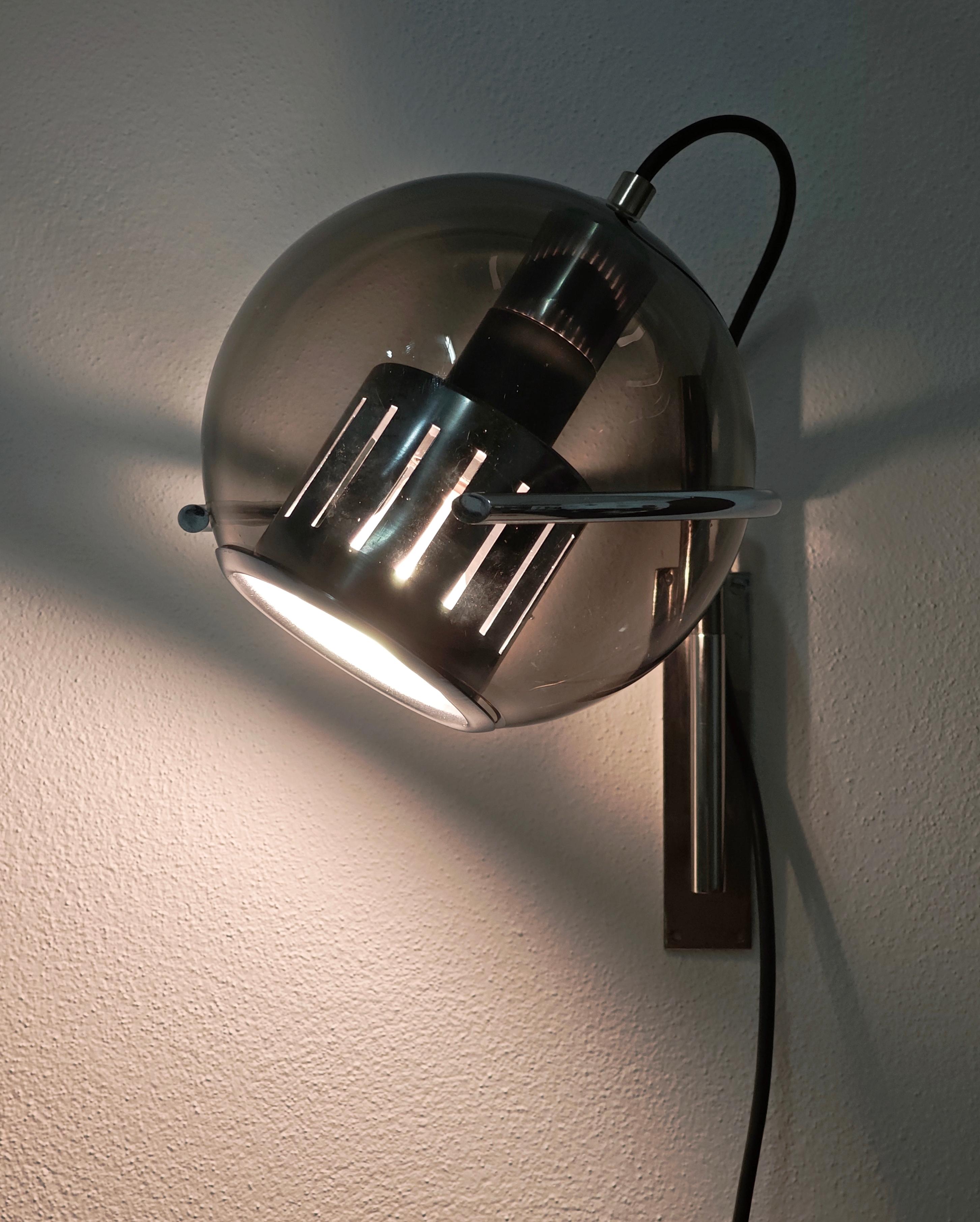 Wall Light in Glass Brass and Chromed Steel  L. Caccia Dominioni style Italy 60s For Sale 4