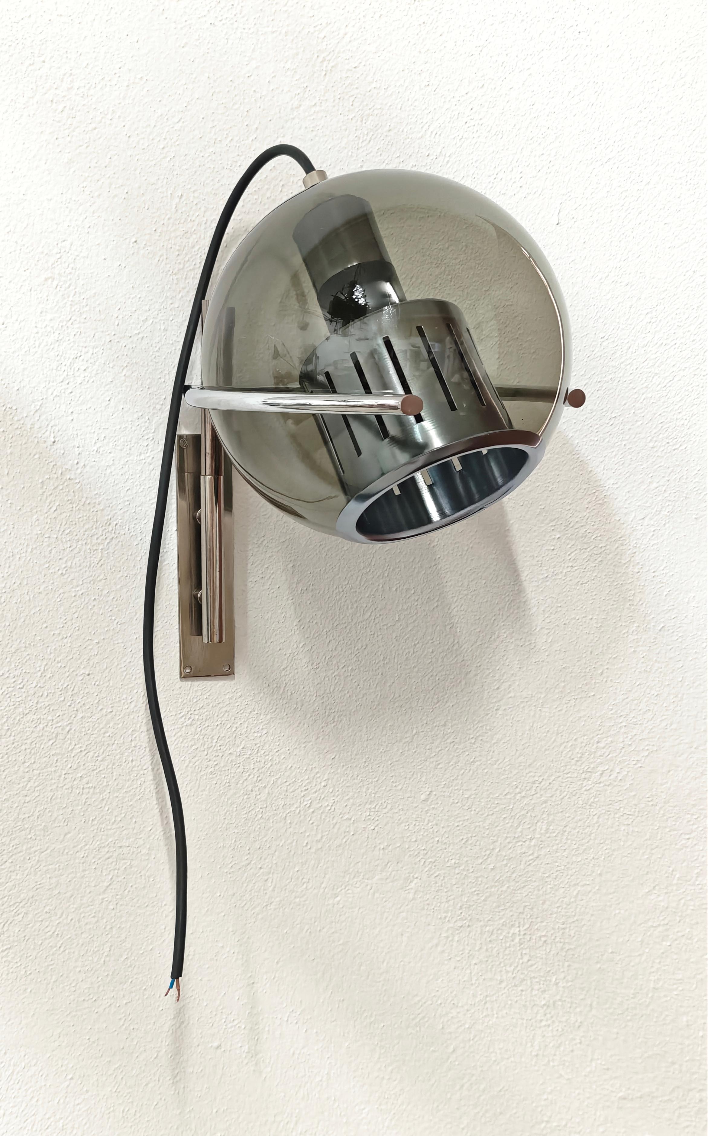 Wall Light in Glass Brass and Chromed Steel  L. Caccia Dominioni style Italy 60s For Sale 5