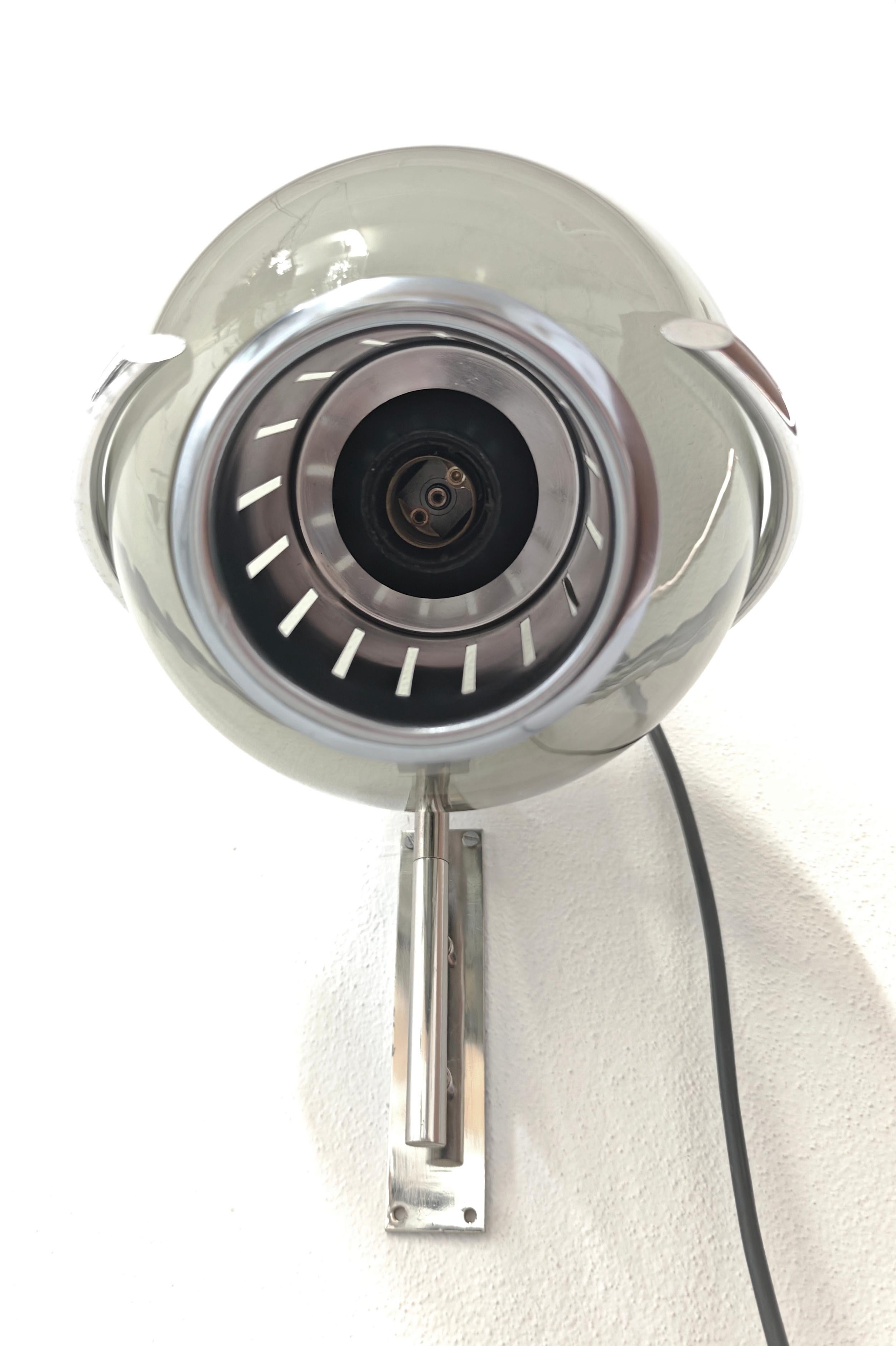 Wall Light in Glass Brass and Chromed Steel  L. Caccia Dominioni style Italy 60s In Good Condition For Sale In Palermo, IT