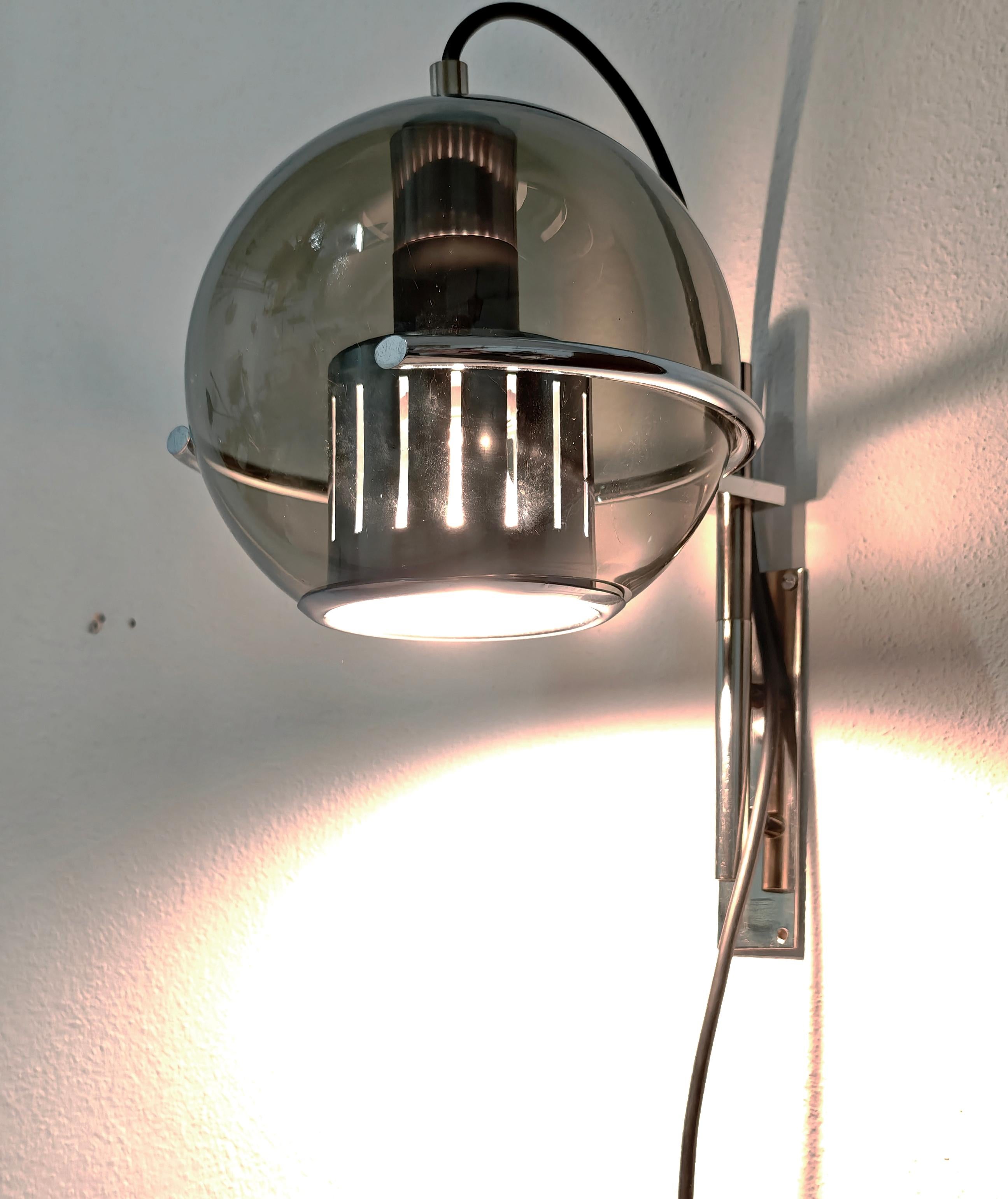 20th Century Wall Light in Glass Brass and Chromed Steel  L. Caccia Dominioni style Italy 60s For Sale