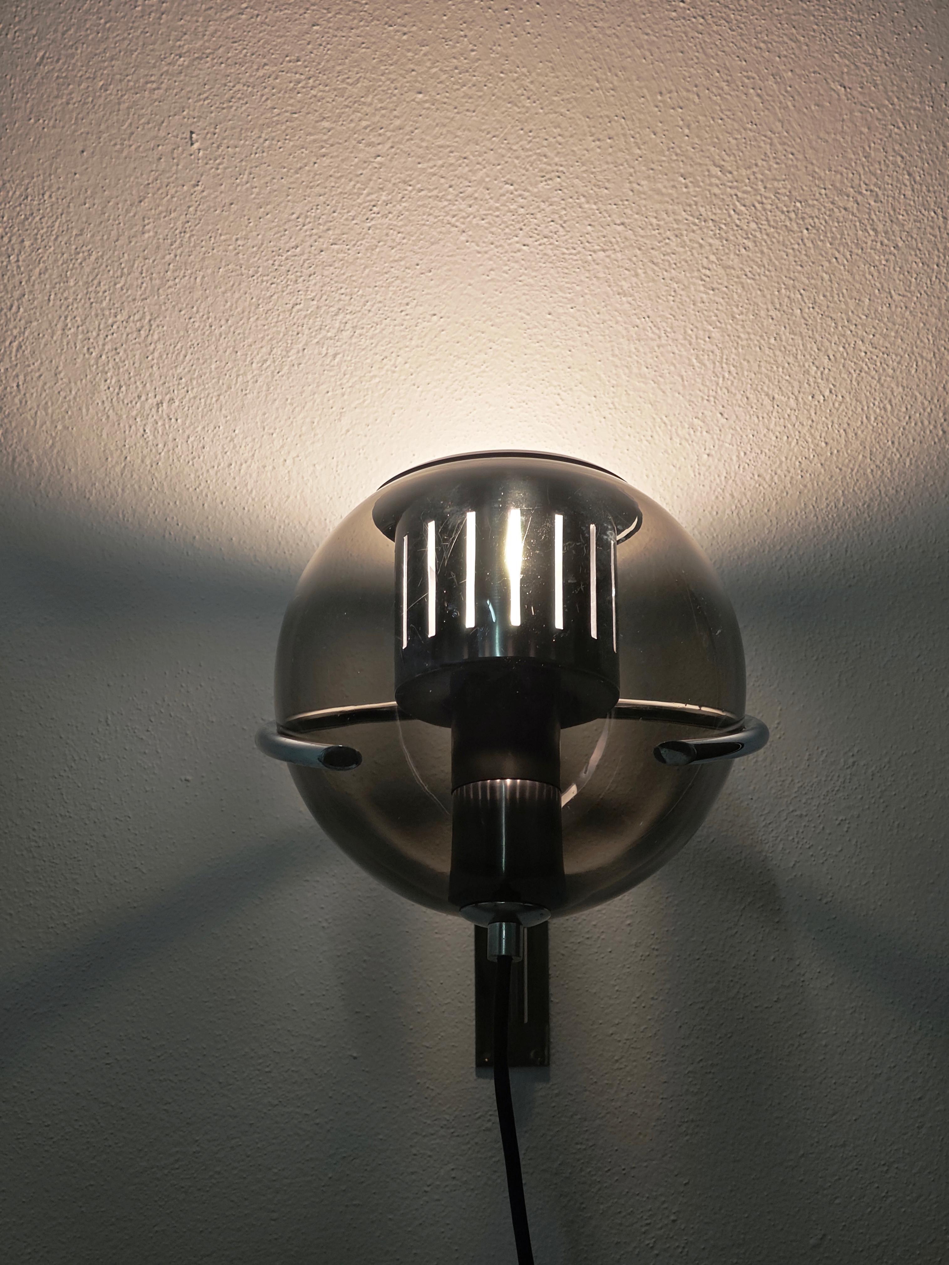 Wall Light in Glass Brass and Chromed Steel  L. Caccia Dominioni style Italy 60s For Sale 2