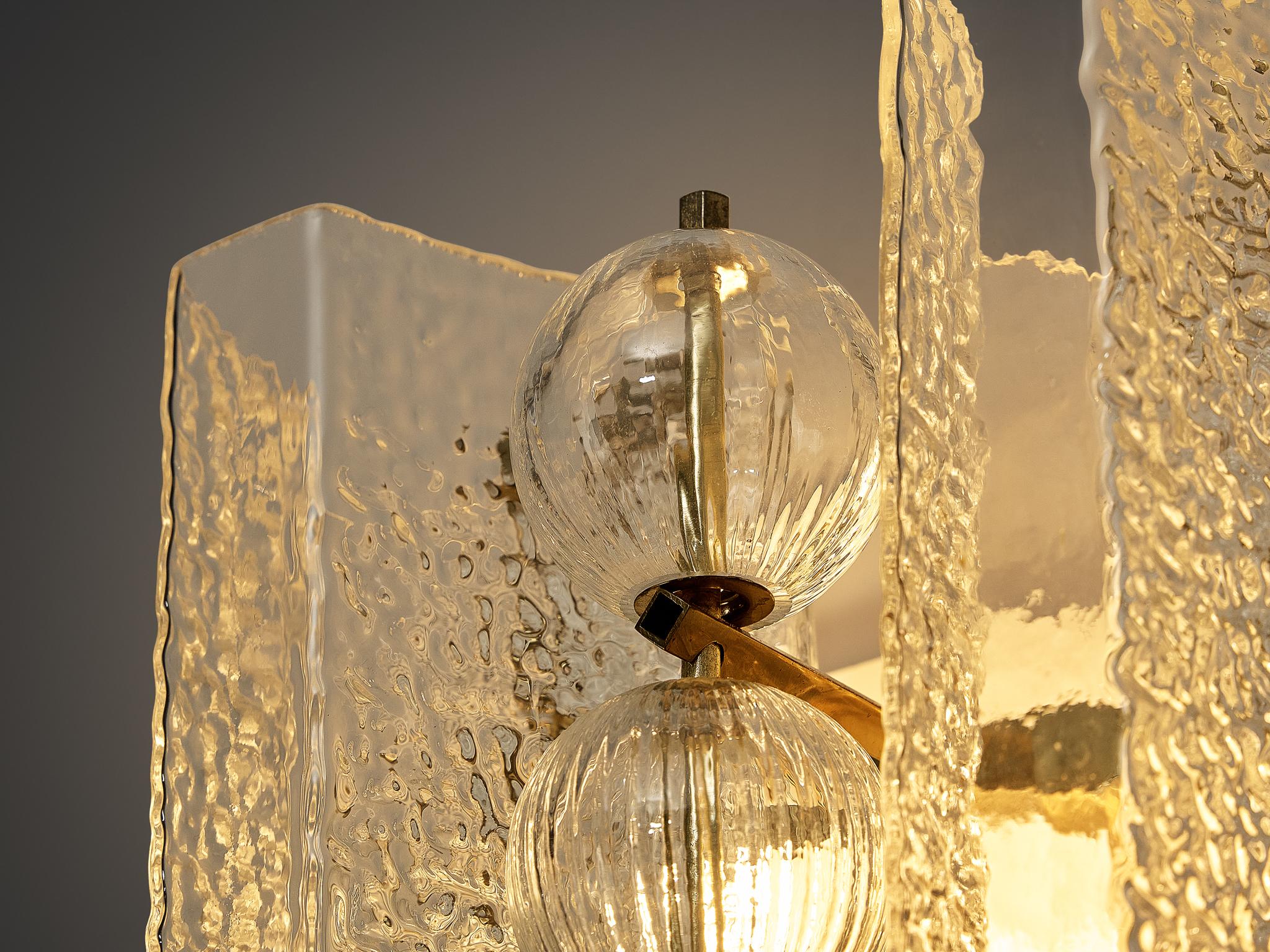 Lights en verre texturé et laiton Bon état - En vente à Waalwijk, NL
