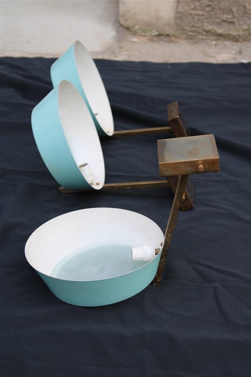 Wandleuchte Stilnovo aus hellblauem Metall und Gold, Italienisches Mid-Century-Design 1
