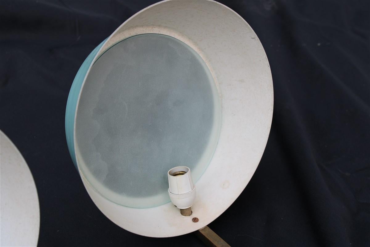 Wall Light Italian Mid-Century Design Stilnovo Light Blue Colored Metal and Gold For Sale 4