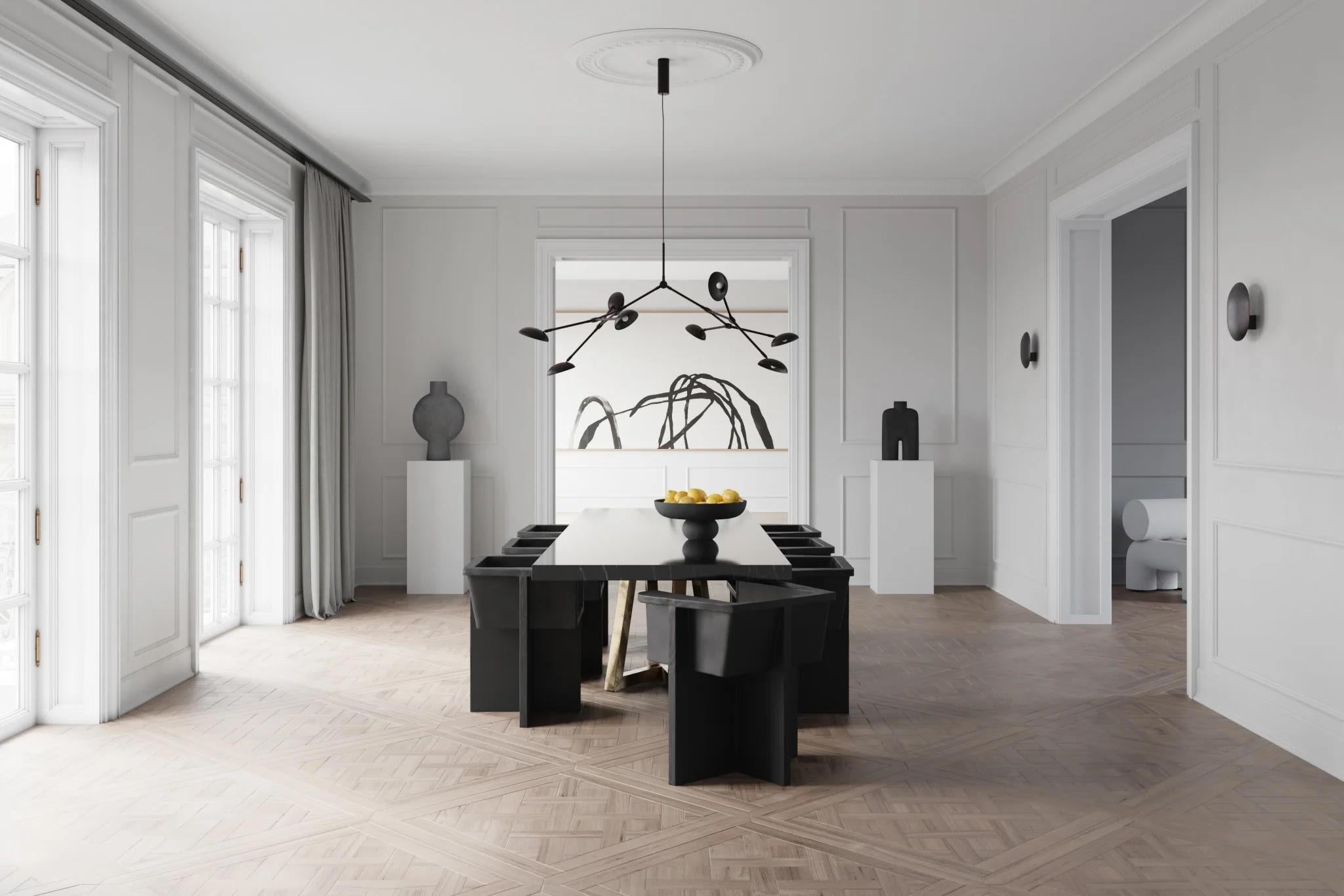 Aplique de Pared, Fabricado en Metal Negro Bruñido, Obra Contemporánea. en Nuevo estado para la venta en Saint-Ouen, FR