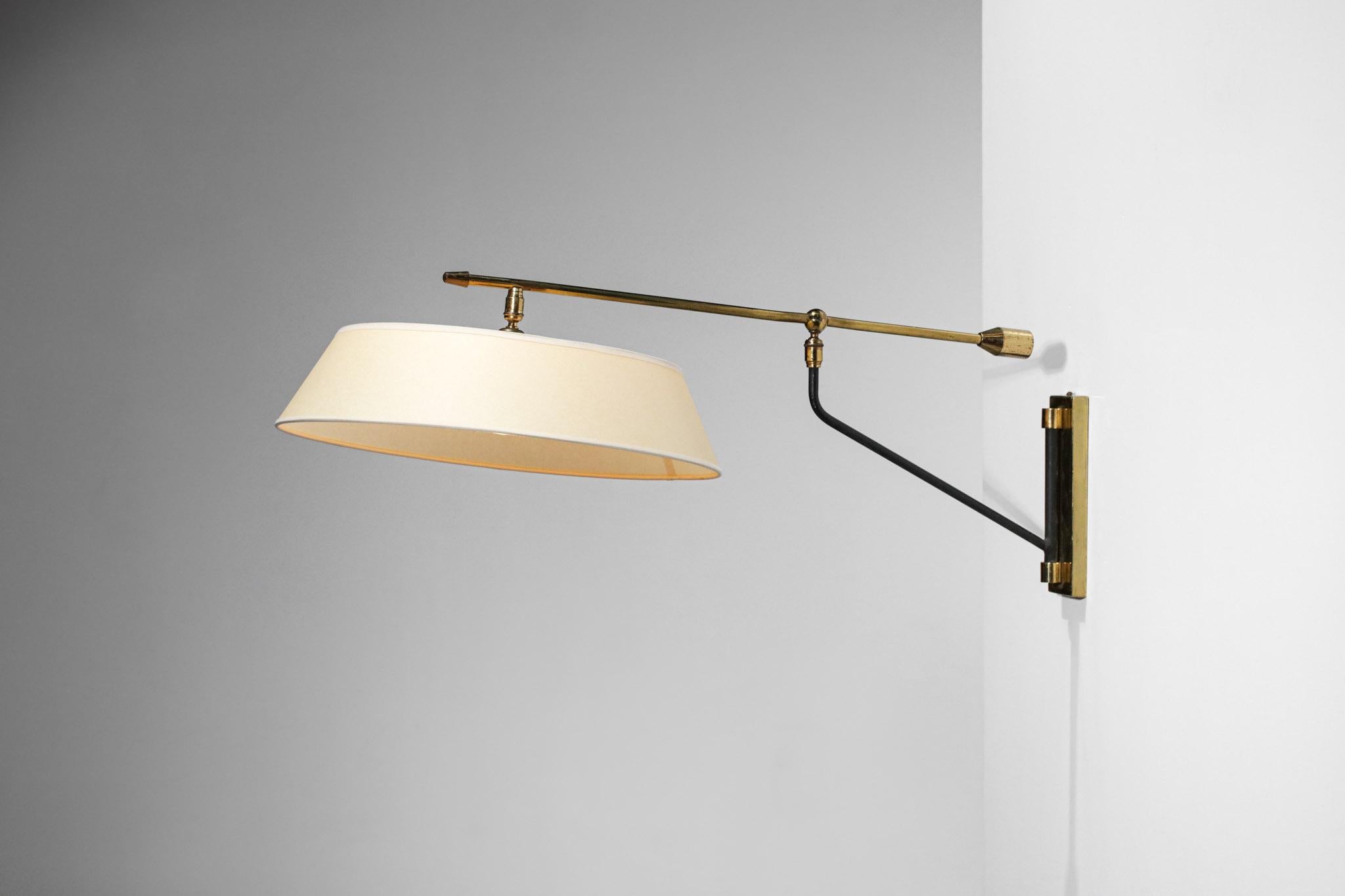 Mid-Century Modern Wall Light Maison Arlus 60's Vintage Pendulum Brass