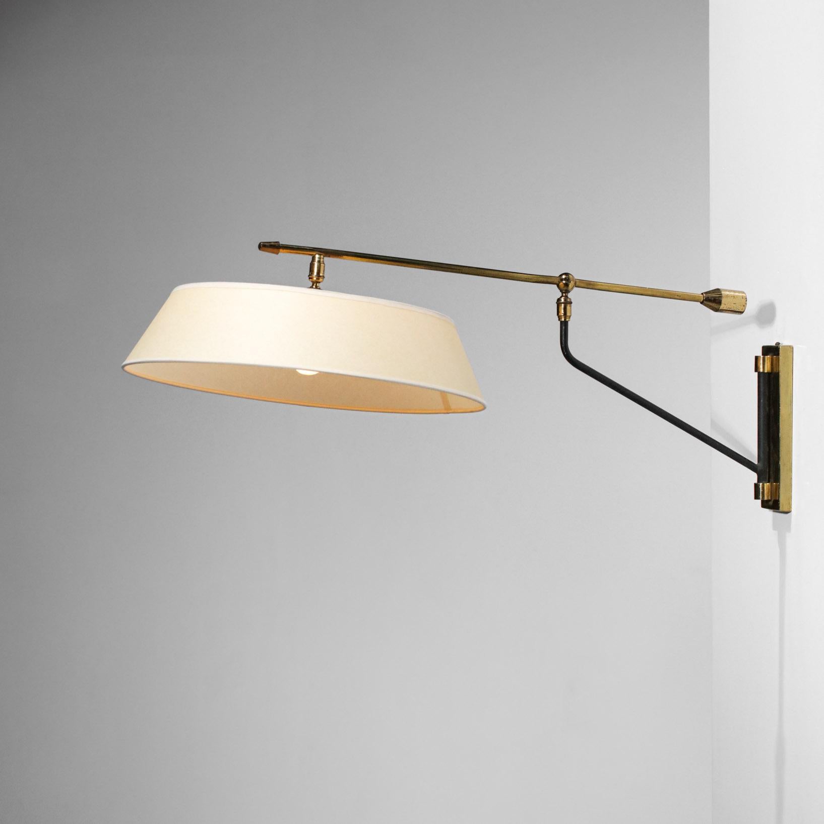 Wall Light Maison Arlus 60's Vintage Pendulum Brass In Good Condition In Lyon, FR