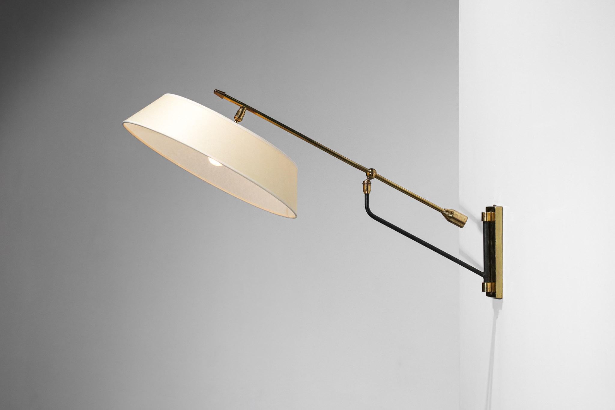 Mid-20th Century Wall Light Maison Arlus 60's Vintage Pendulum Brass