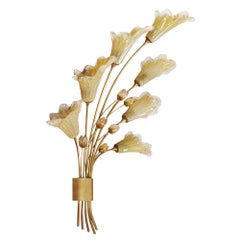 Late 20th Century Murano Wall Light in Gilded Steel and Glass Paste - Italy