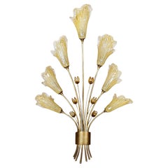 Late 20th Century Murano Wall Light in Gilded Steel and Glass Paste - Italy