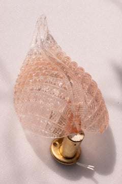Wall light Pink Jewel Murano Glass Leave by Barovier e Toso, 1950s