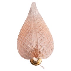 Vintage Wall light Pink Jewel Murano Glass Leave by Barovier e Toso, 1950s