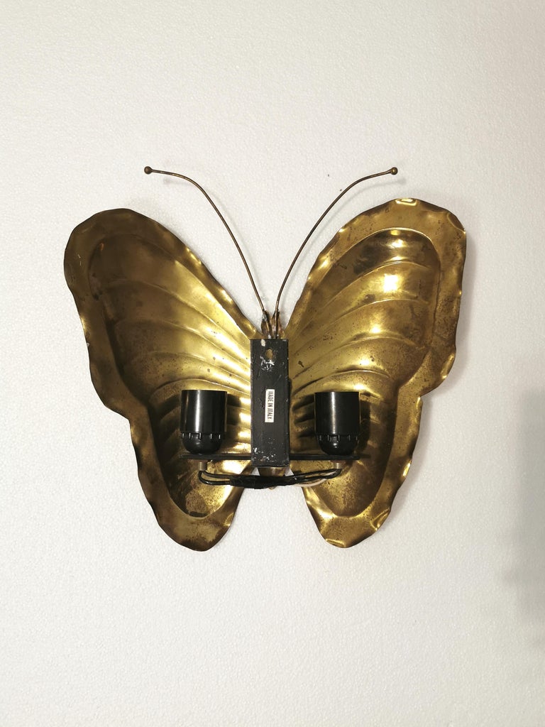 Wall Light Sconce Brass Black Enameled Metal Relco Milano Midcentury Italy 1960s For Sale 4