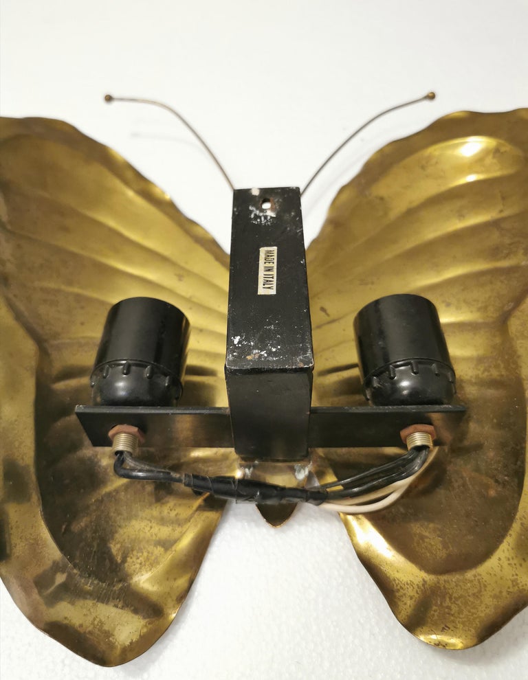 Wall Light Sconce Brass Black Enameled Metal Relco Milano Midcentury Italy 1960s For Sale 5