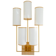 Wall Light, Sconce in Gold Patina And Chestnut Wood