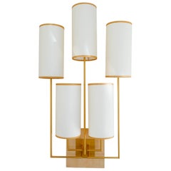Wall Light, Sconce in Gold Patina and Chestnut Wood