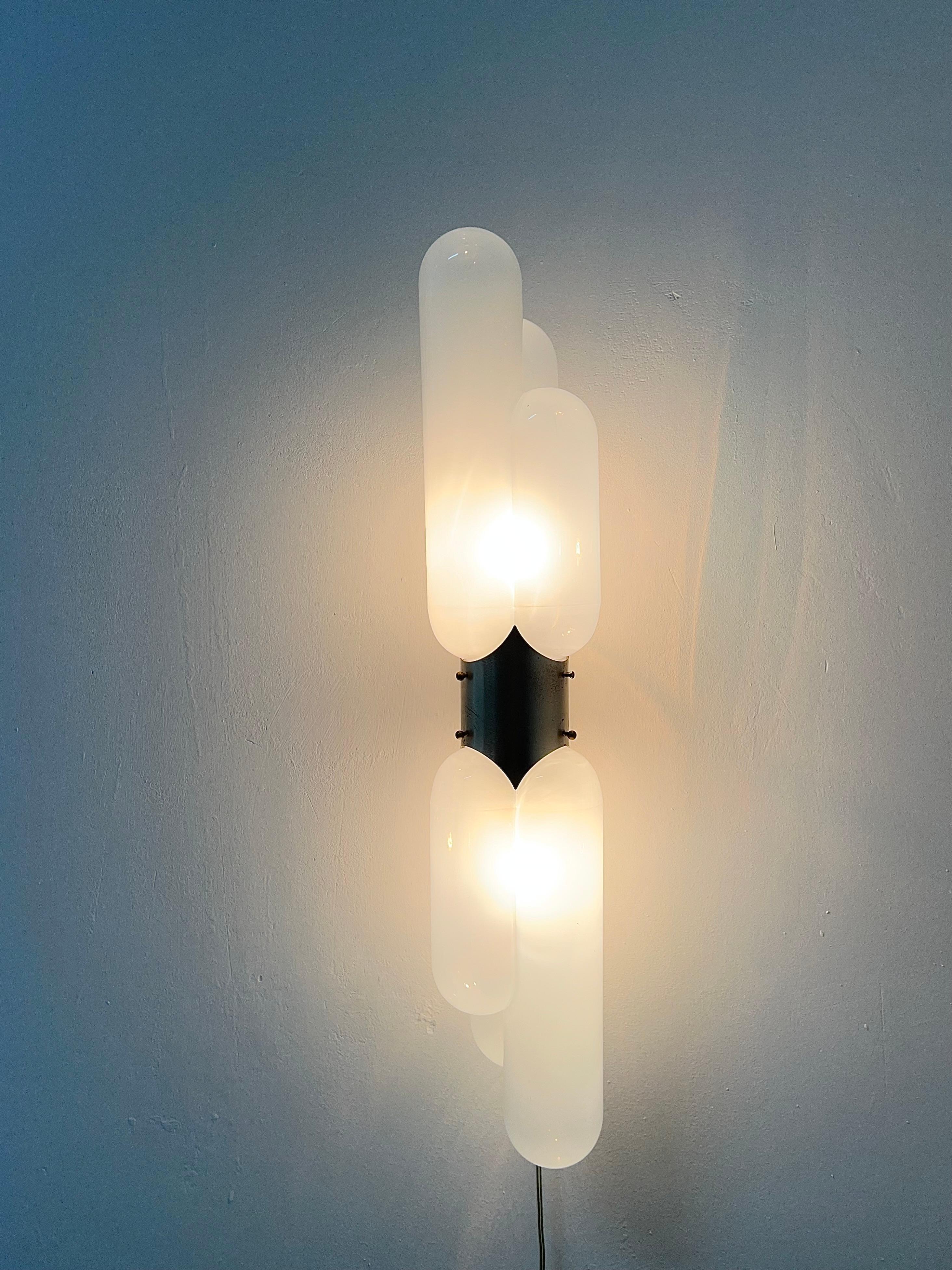 Brushed Wall Light Sconce Murano Glass Carlo Nason for Mazzega Midcentury Italy 1960s