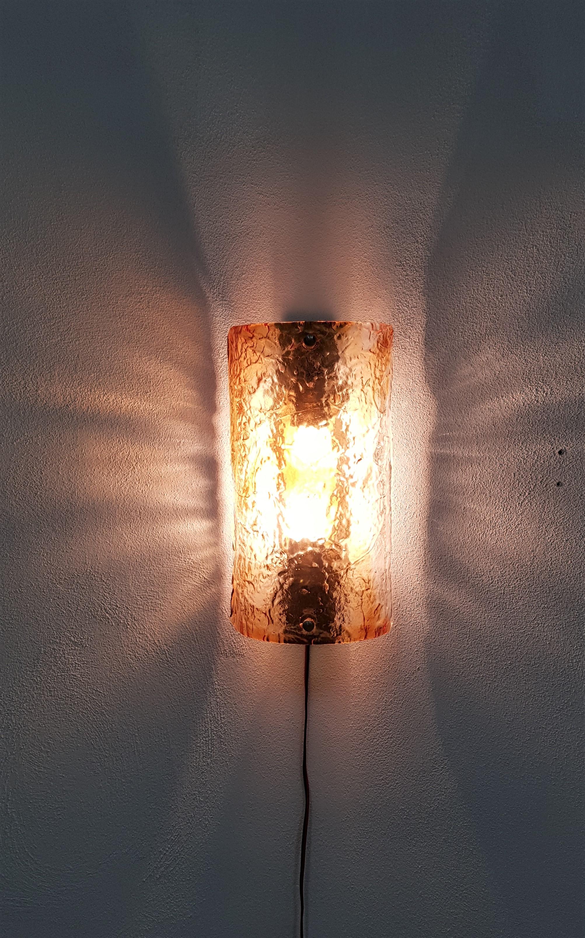 Italian Wall Light Sconce Murano Glass Metal Style of Toni Zuccheri for Mazzega 1960s