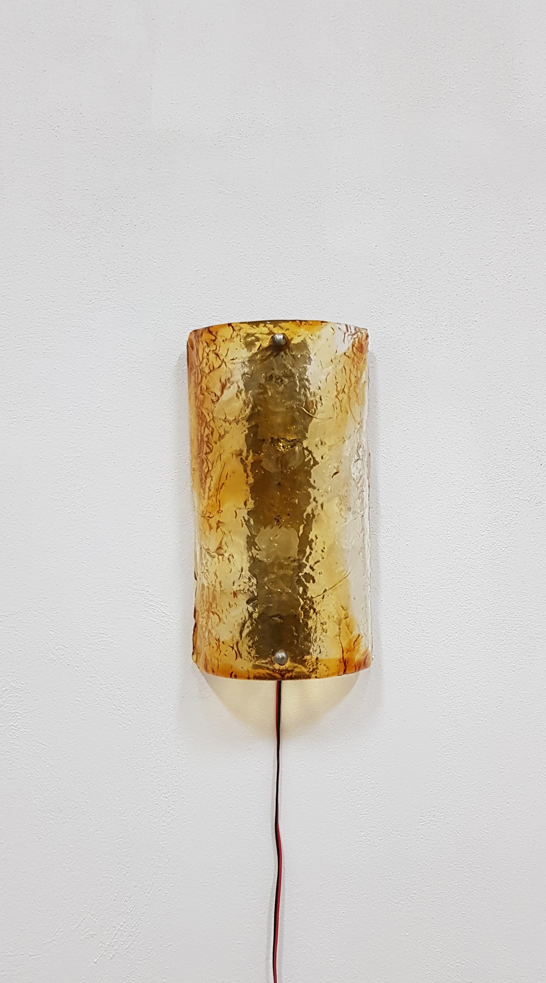 Enameled Wall Light Sconce Murano Glass Metal Style of Toni Zuccheri for Mazzega 1960s