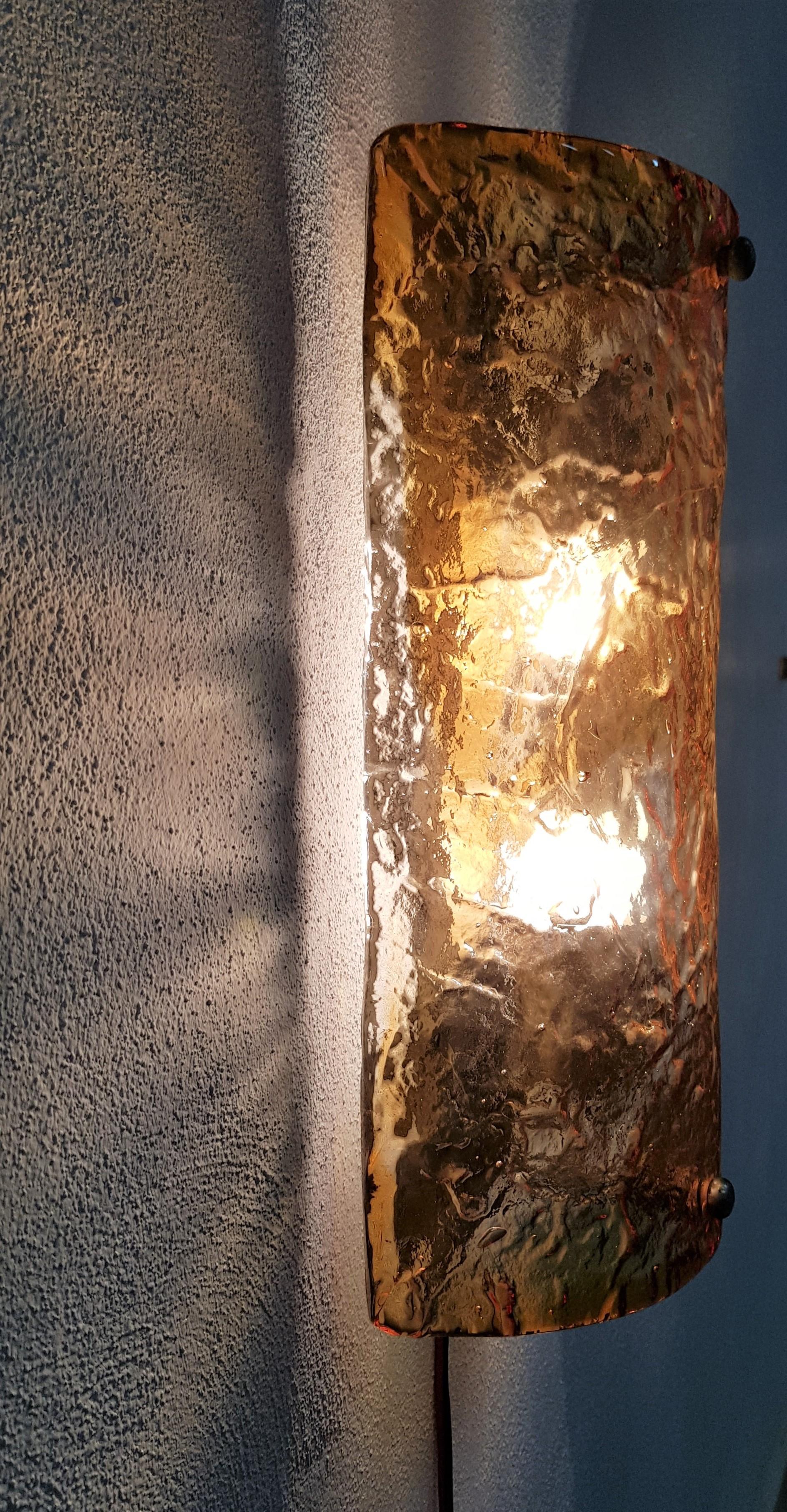 Wall Light Sconce Murano Glass Metal Style of Toni Zuccheri for Mazzega 1960s In Good Condition In Palermo, IT