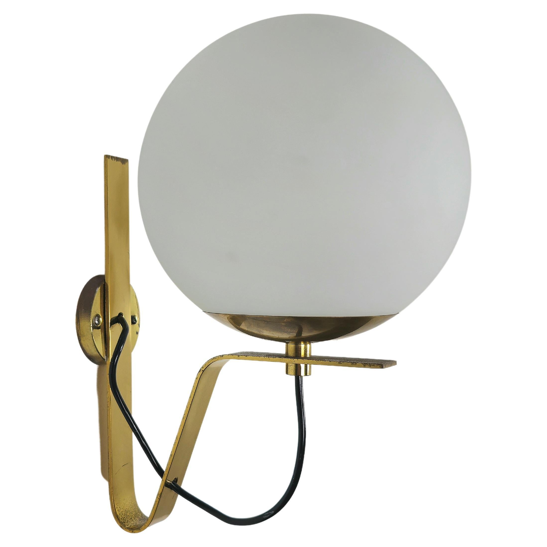 Wall Light Sconce Sergio Asti for Artemide Brass Glass Midcentury Italy 1960s For Sale