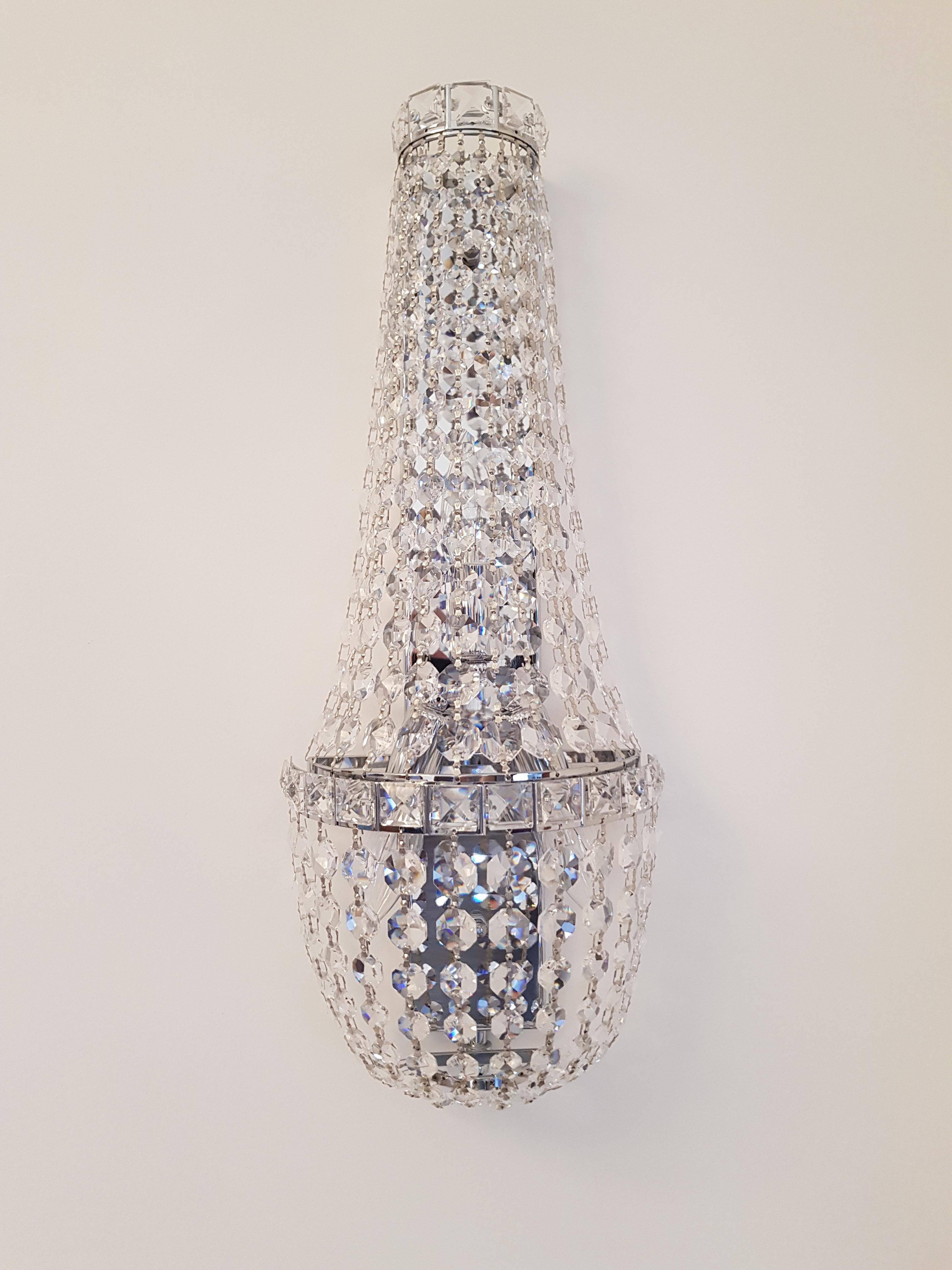 Wall Light Sconces Modern Neutral Chrome Art Deco Crystal Chandelier Neutral 3