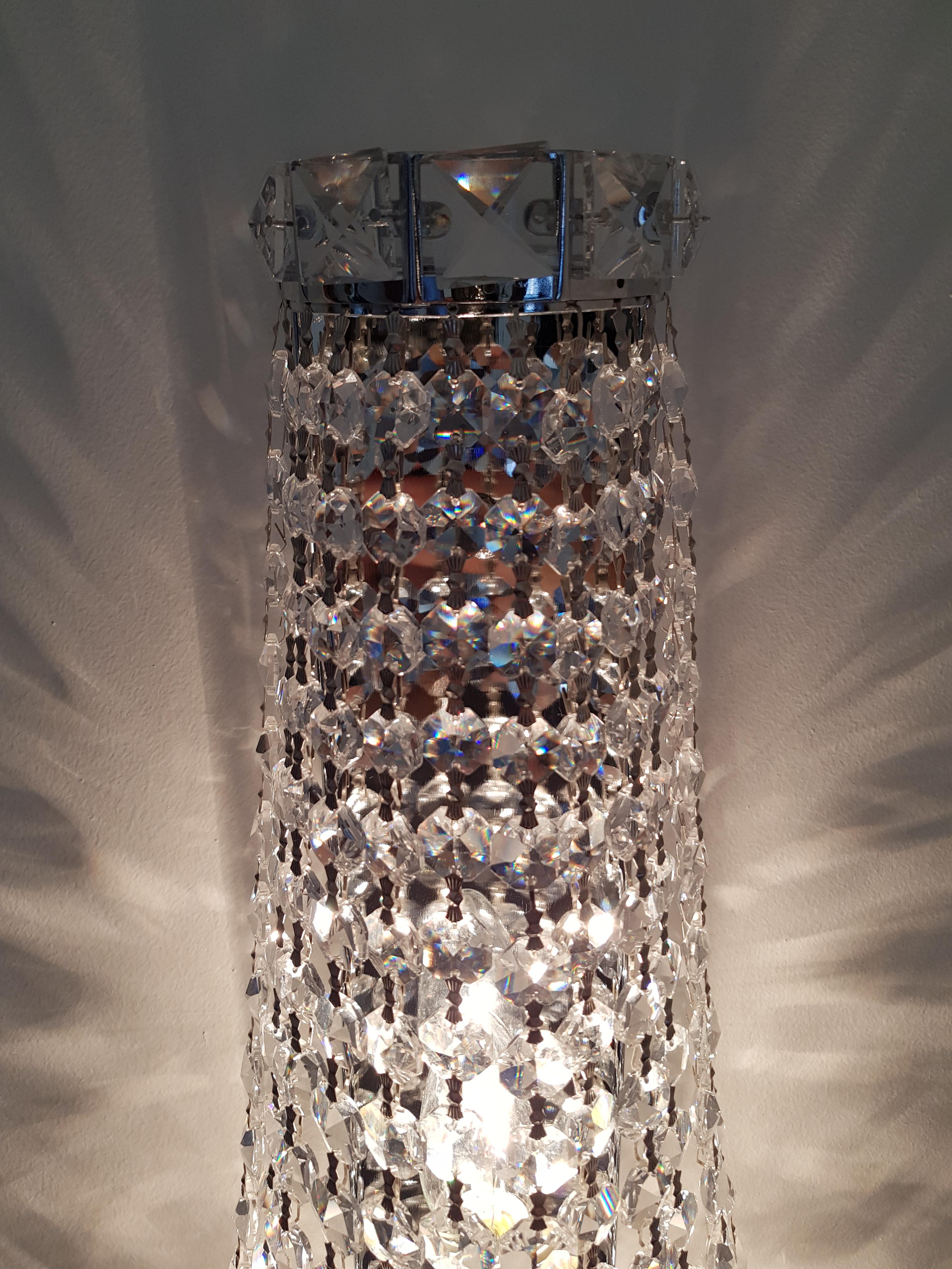 German Wall Light Sconces Modern Neutral Chrome Art Deco Crystal Chandelier Neutral