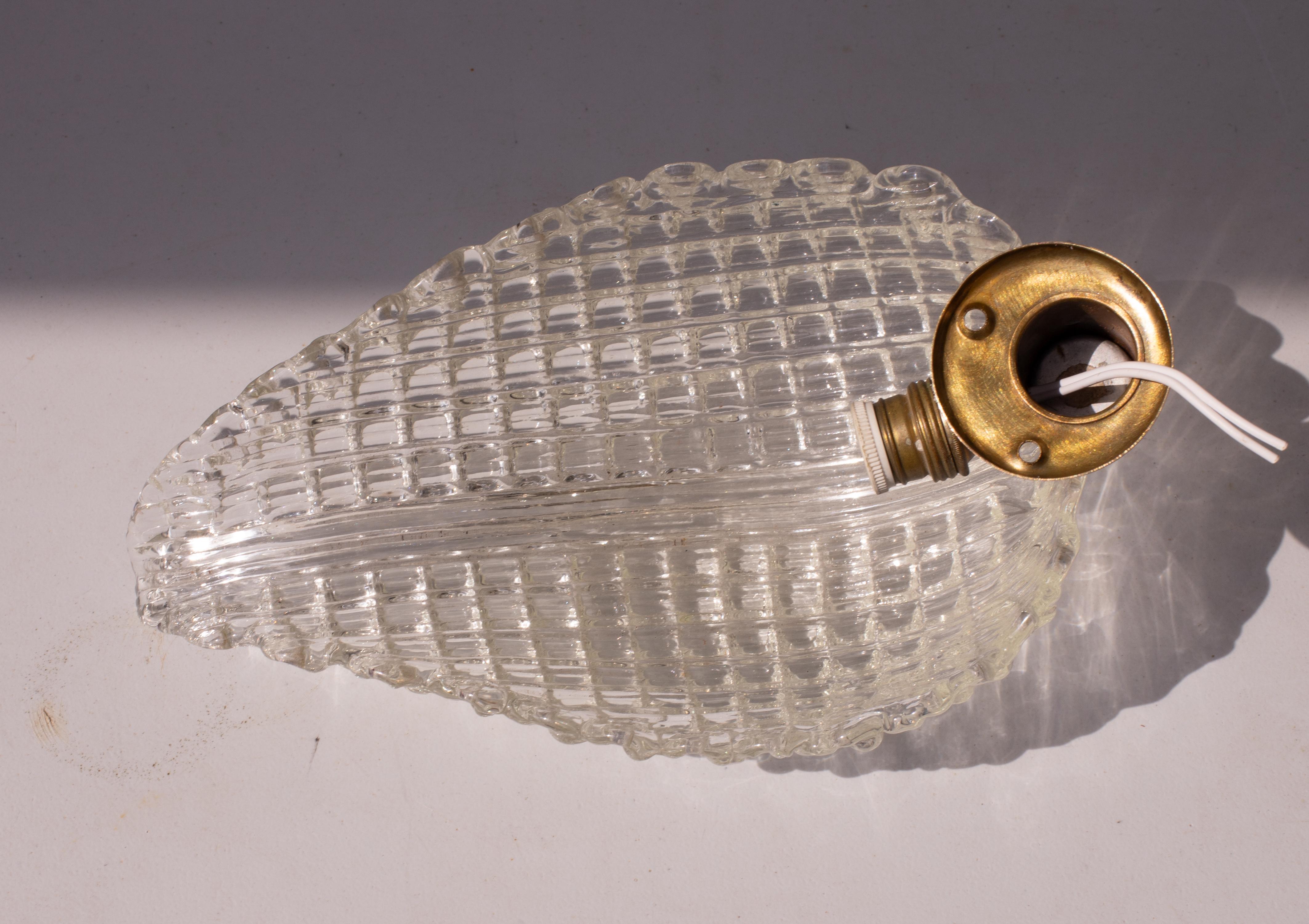 Wandleuchte Trasparent Jewell Murano Glass Leave von Barovier e Toso, 1950er Jahre im Angebot 2