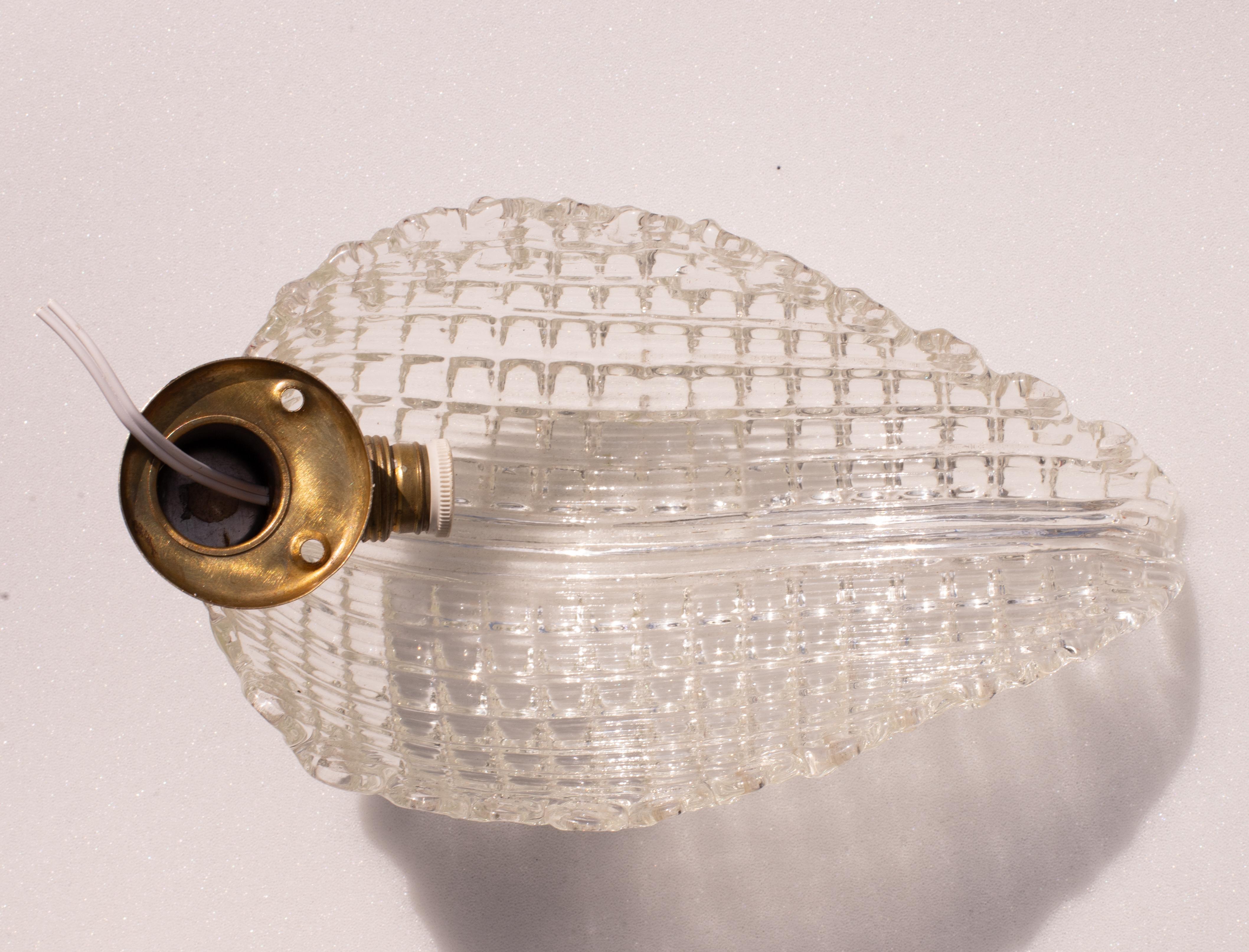 Wandleuchte Trasparent Jewell Murano Glass Leave von Barovier e Toso, 1950er Jahre im Angebot 3