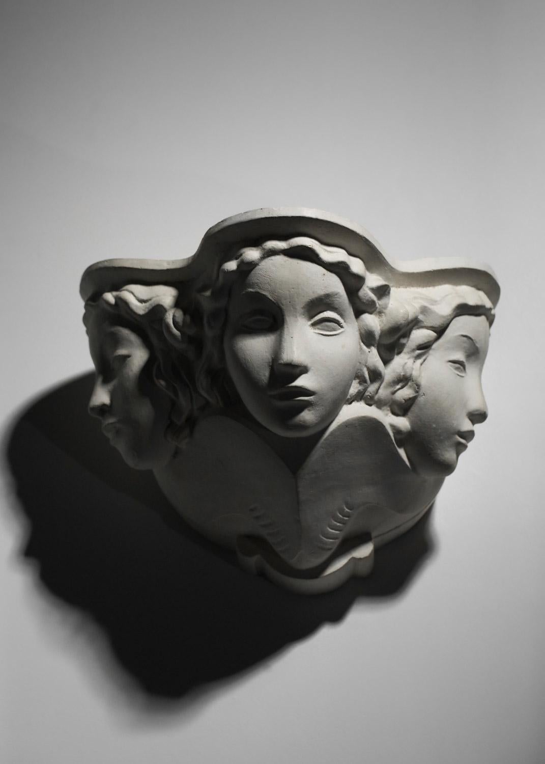 Wall Light Vadim Androusov André Arbus in Plaster 1940s Sconces Art Deco, G895 5