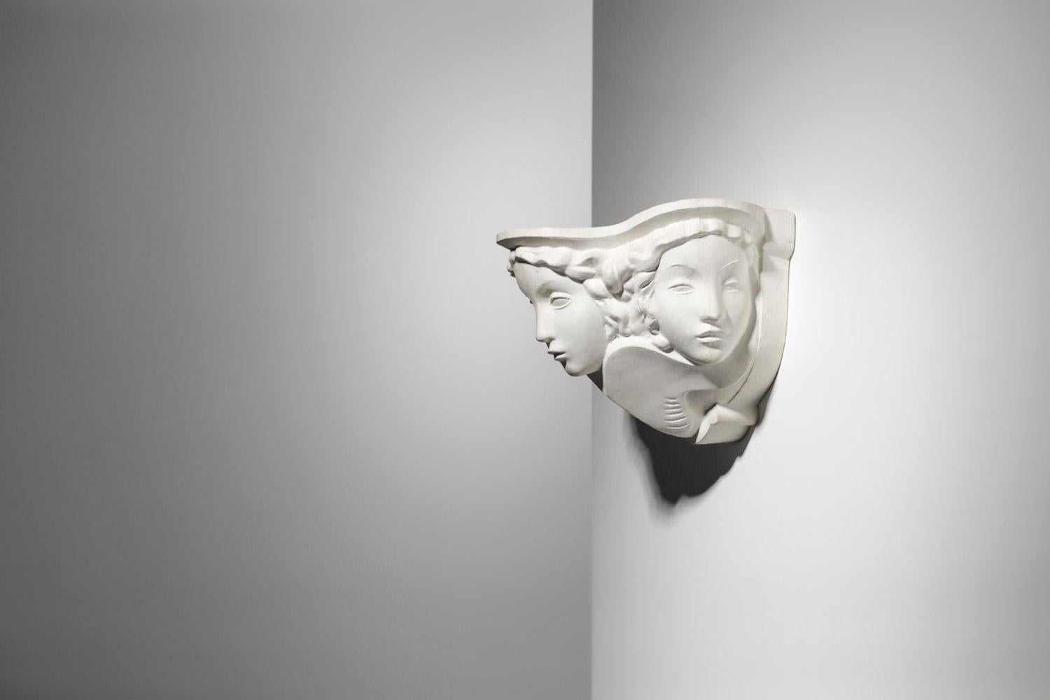 Wall Light Vadim Androusov André Arbus in Plaster 1940s Sconces Art Deco, G895 3
