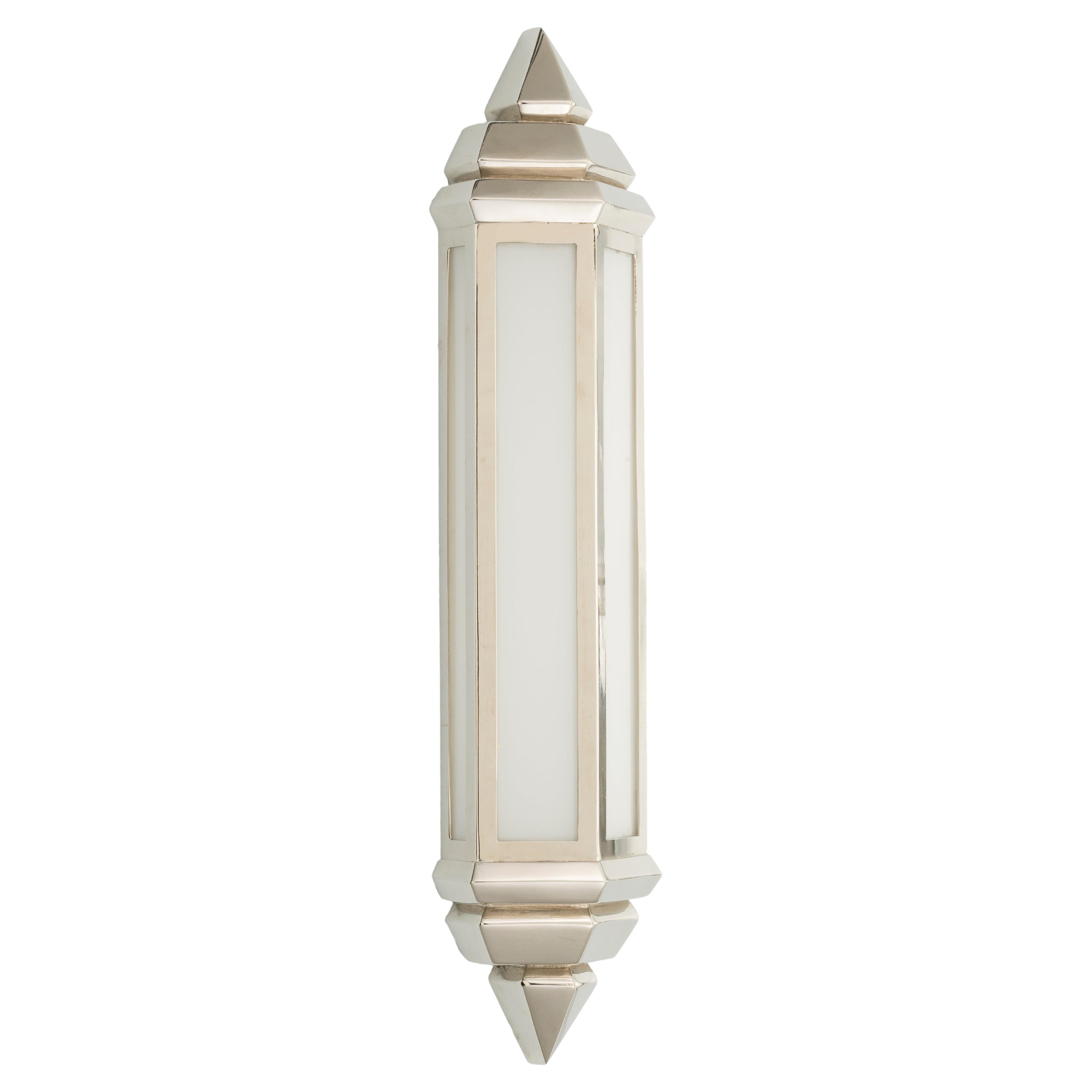 Wall Light with Brass Structure and Glass For Sale