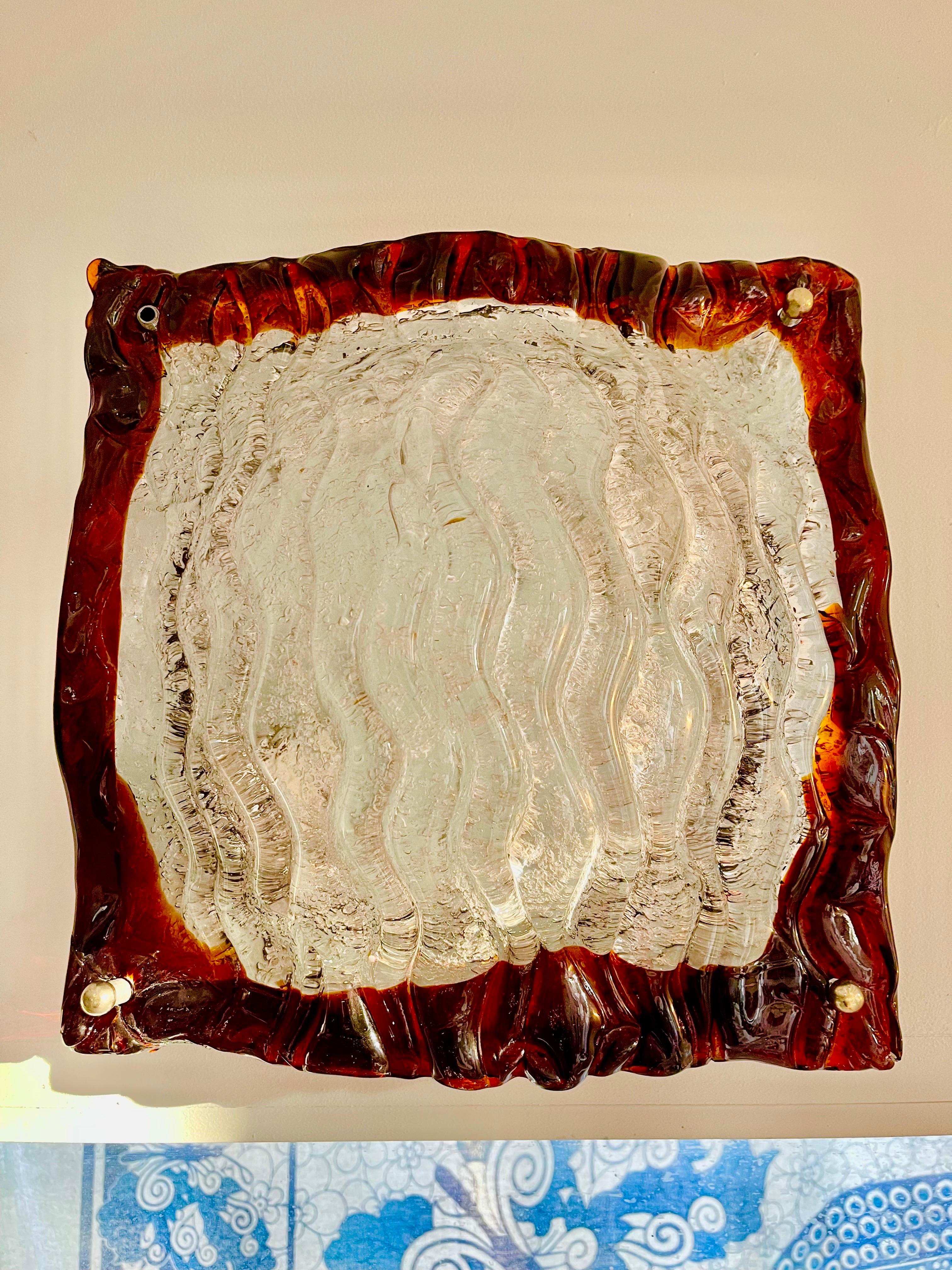 Wall Lighting by Mazzega Bicolore Glass Murano 3 units, Italy, 1970 For Sale 3