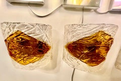 Wall Lighting by Mazzega Bicolore Glass Murano 3 units , Italy, 1970