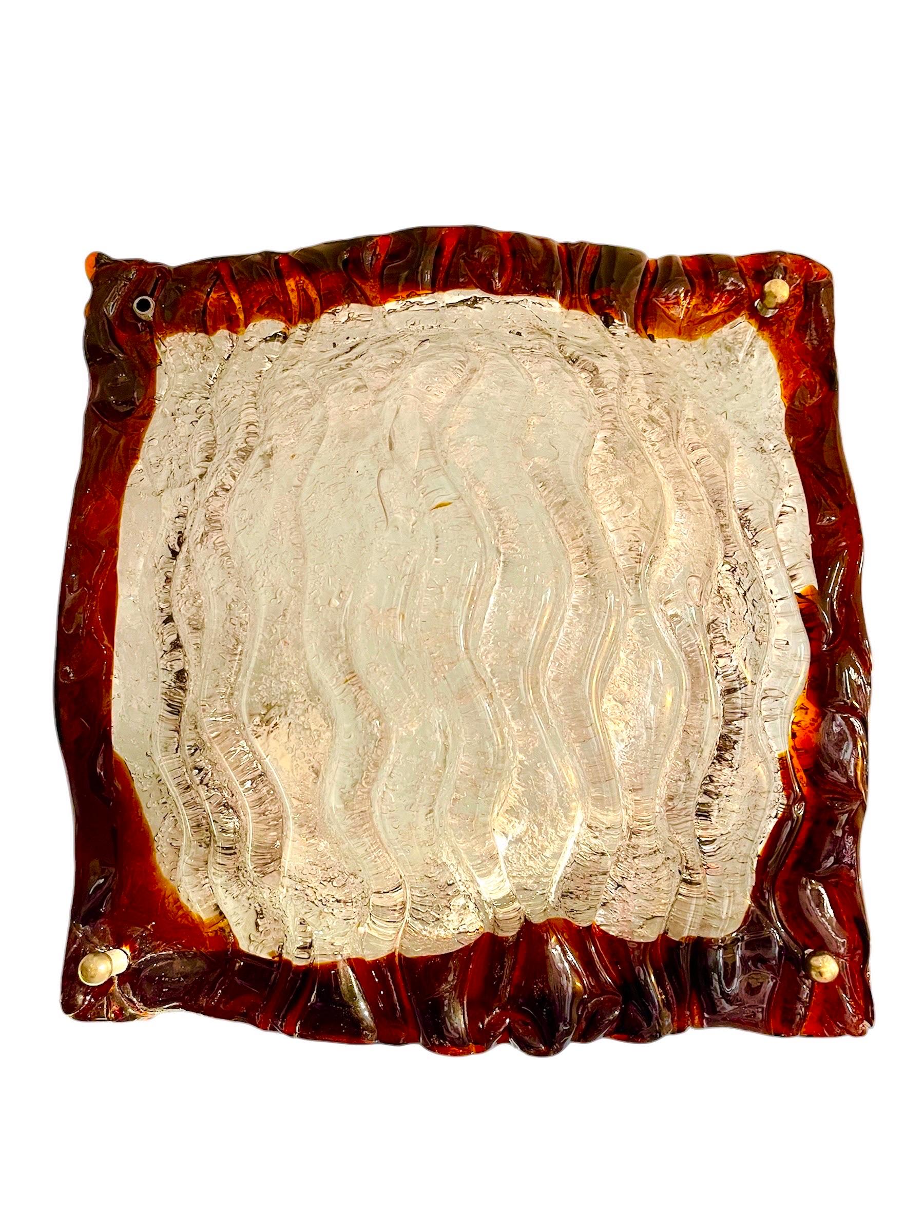 Italian Wall Lighting by Mazzega Bicolore Glass Murano 3 units, Italy, 1970 For Sale